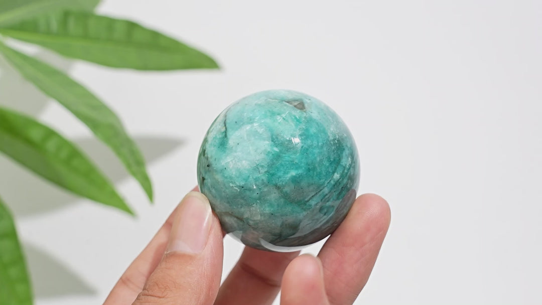 Natural Crystal Amazonite With Smoky Quartz Sphere