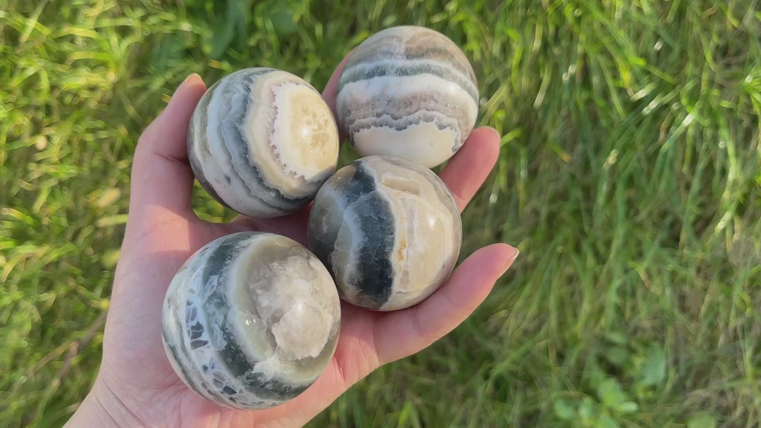 Natural Crystal Striped Fluorite Sphere
