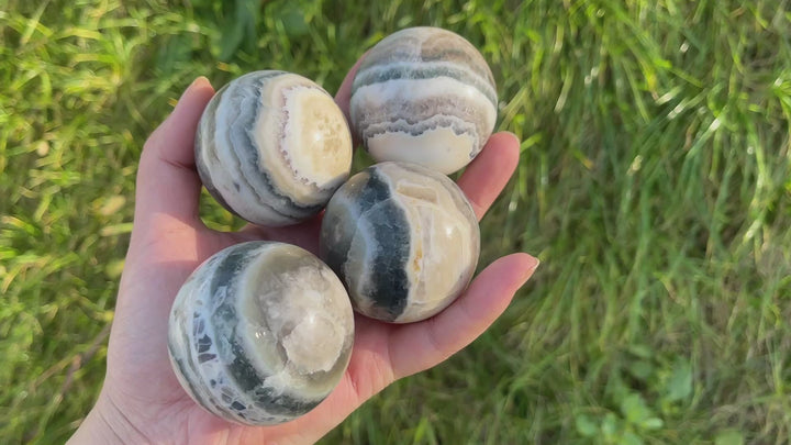 Natural Crystal Striped Fluorite Sphere