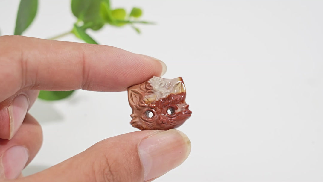 Natural Crystal Alashan Agate Fox Mask Carving