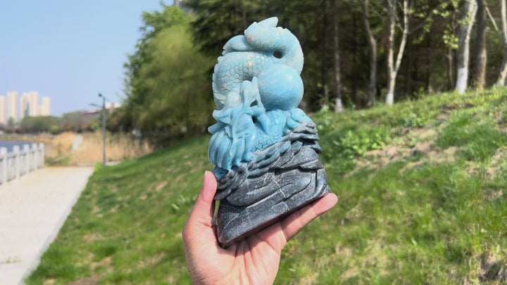 Unique,Natural Trolleite Dragon Carving