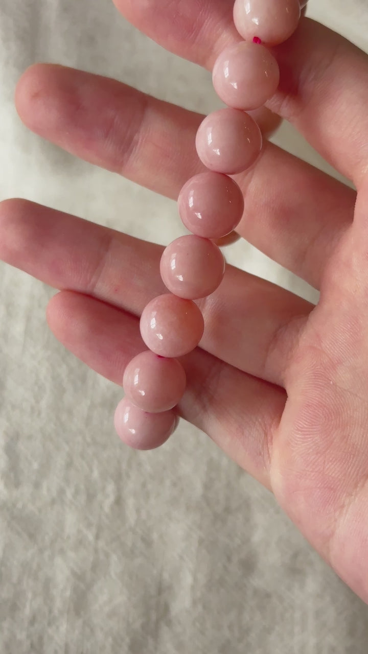 Pink Opal Bead Bracelet 10.8-11.2mm