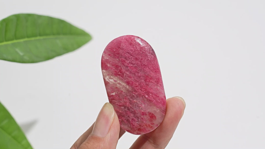 Natural Crystal Rhodonite In Quartz Palmstone