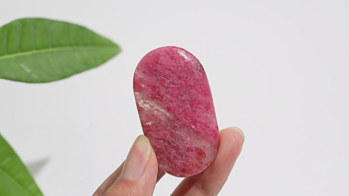 Natural Crystal Rhodonite In Quartz Palmstone