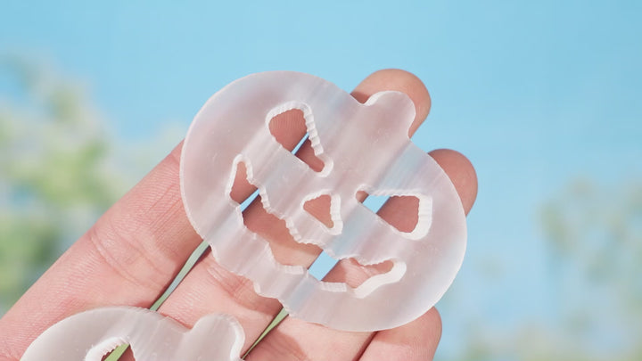 Natural Selenite Pumpkin Face