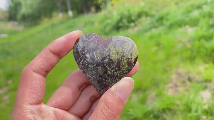 Natural Dragon Blood Stone Crystal Heart