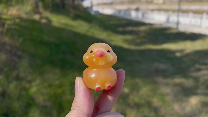 Natural Crystal Carving Yellow Calcite Duck