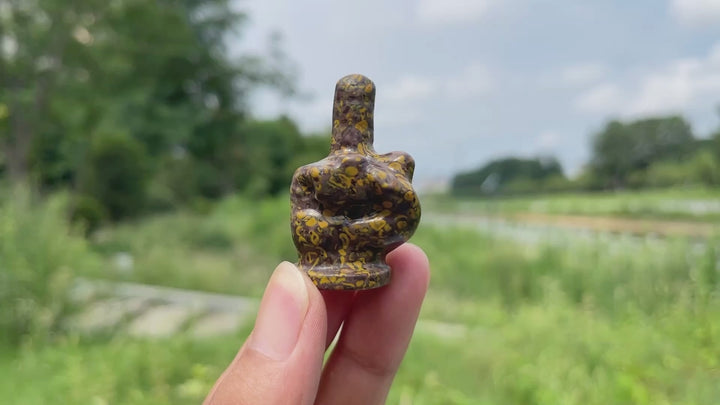 Natural Crystal Carving Mixed Material Middle Finger