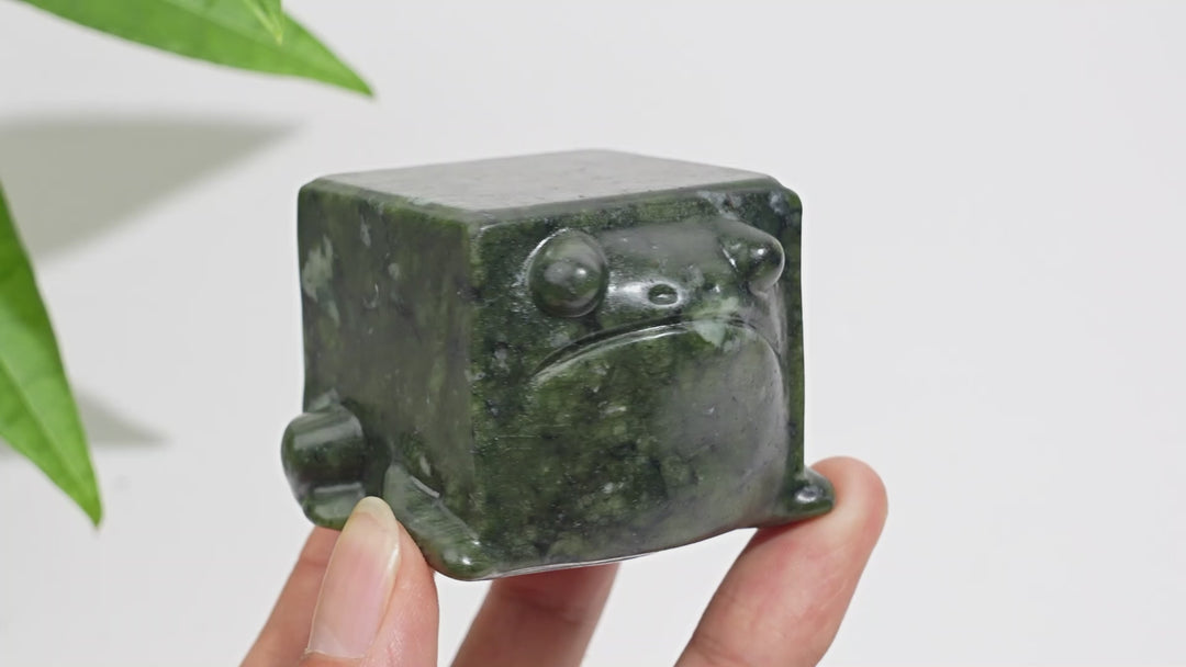 Natural Crystal Large Upgraded Serpentine Square Frog Carving