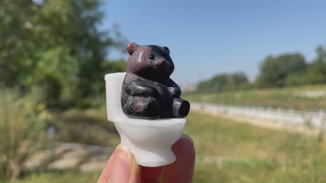 Natural Crystal Bear On Toilet