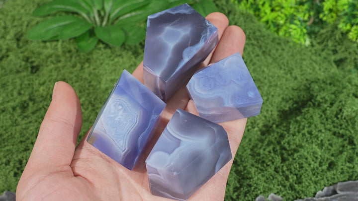 Unique, Natural Crystal Top Blue Agate Freeform