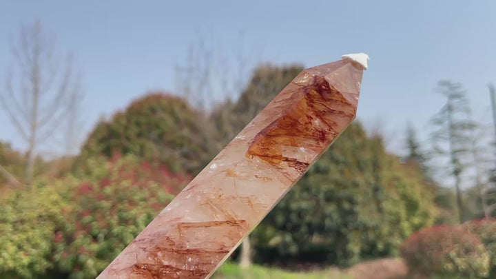 Unique,Natural Fire Quartz Crystal Point