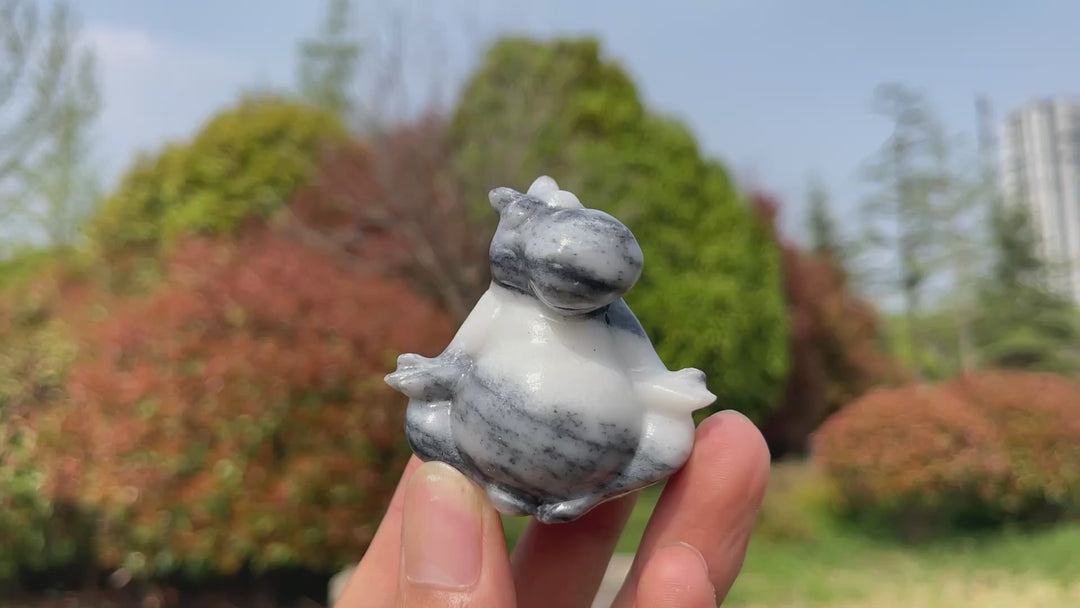 Natural Crystal Carving Meditating Hippo
