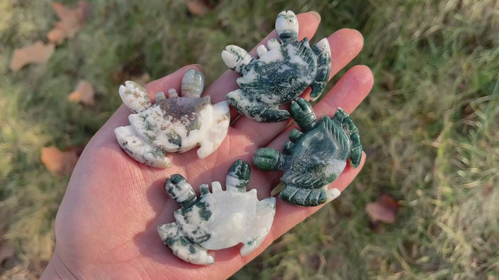 Natural Moss Agate Crab