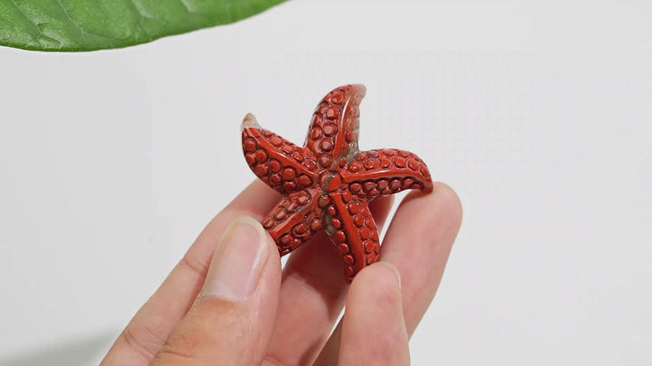 Natural Crystal Carving Red Jasper Starfish