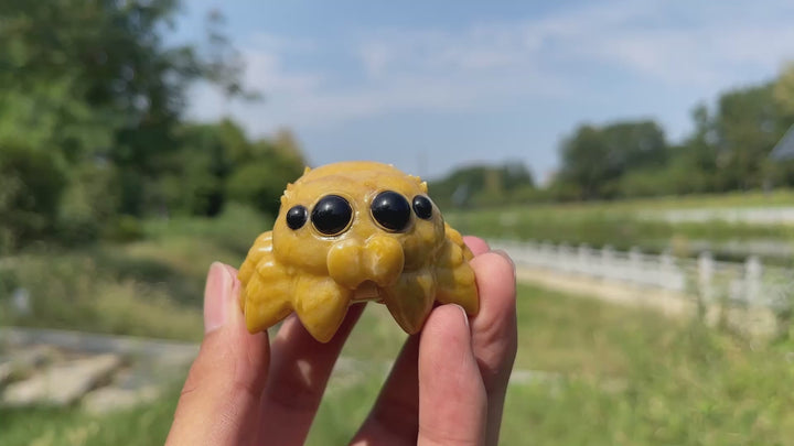 A Slightly Imperfect Natural Crystal Carving Playful Chibi Spider