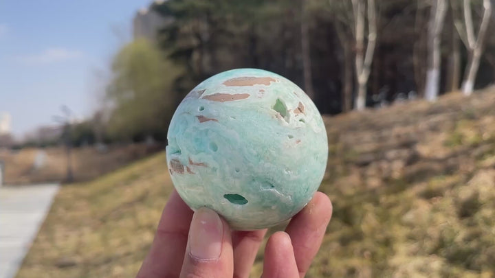 Unique,Imperfect Natural Crystal Hemimorphite Sphere