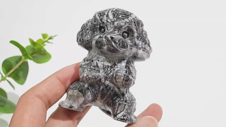 Natural Crystal Carving Happy Poodle