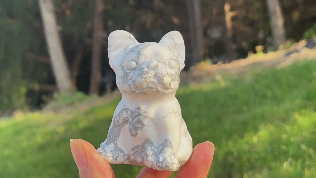 Natural Howlite French Bulldog Figurine