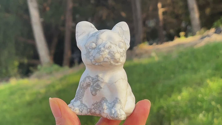 Natural Howlite French Bulldog Figurine