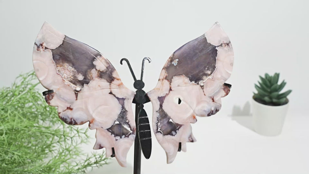 Unique,A Slightly Imperfect Natural Blue Flower Agate Butterfly Wings