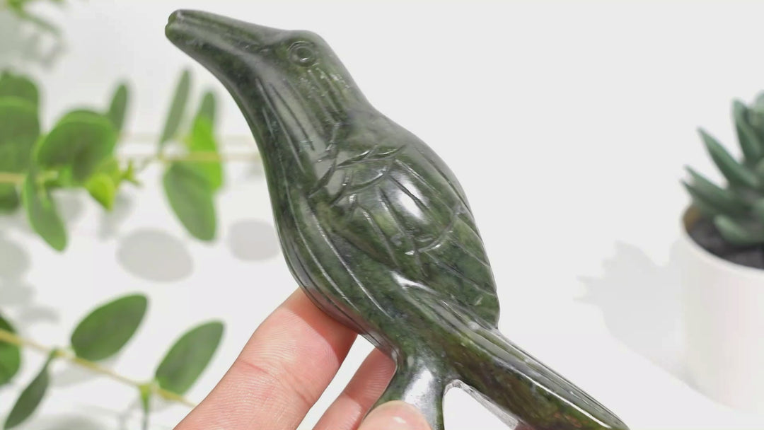 Natural Crystal Carved Serpentine Bird