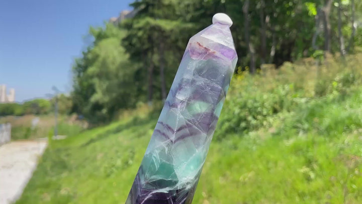 Unique,A Slightly Imperfect Natural Crystal Feather Fluorite Point