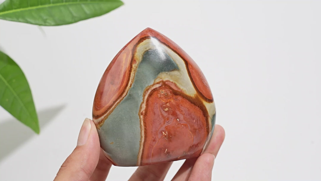 Unique,Natural Crystal Polychrome Jasper Teardrop