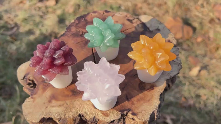 Natural Crystal Carving Succulent Pot