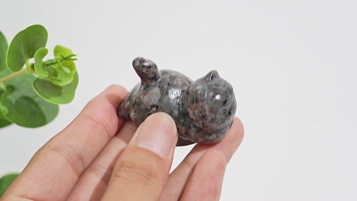 Natural Crystal Carving Chubby Coin Cat