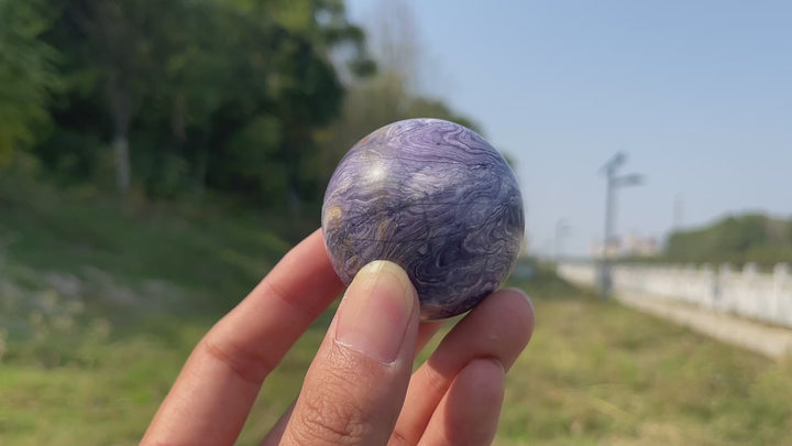 Natural Crystal Purple Silky Fluorite Sphere