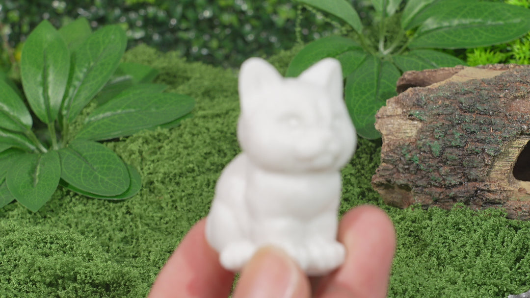 Natural White Jade Sitting Cat