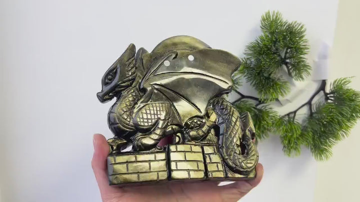 Unique, Natural Carving Golden Obsidian Dragon Skull