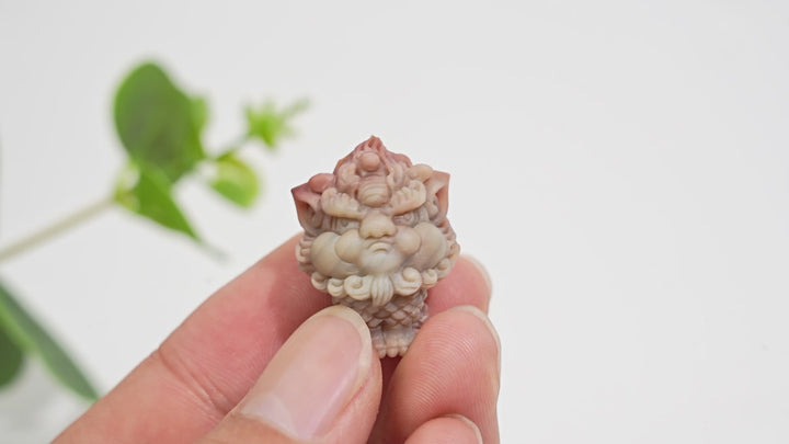 Natural Crystal Carving Alashan Agate Seated Qilin
