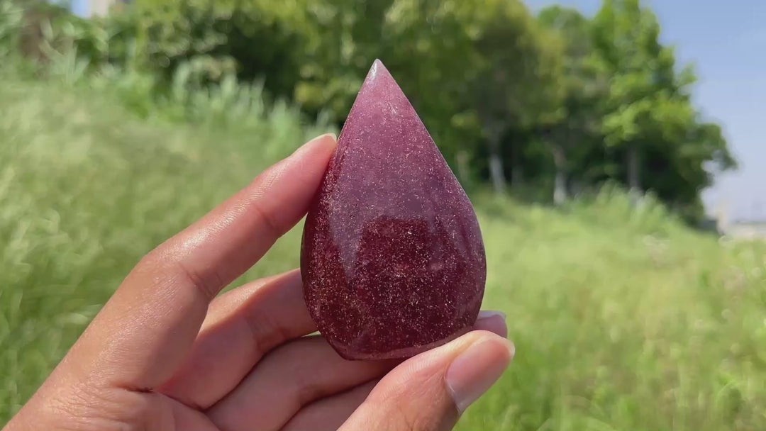 Natural Crystal Strawberry Quartz Teardrop