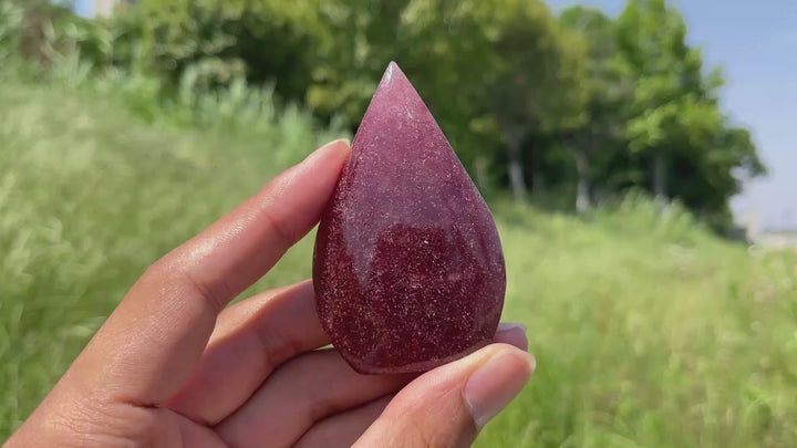 Natural Crystal Strawberry Quartz Teardrop