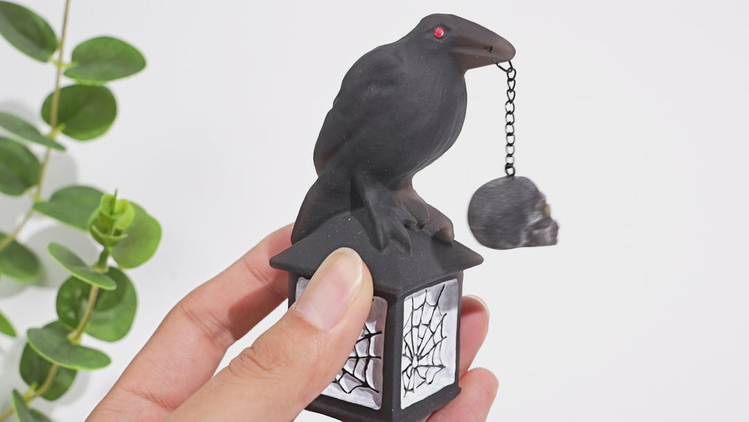 Natural Crystal Carving Crow With Skull