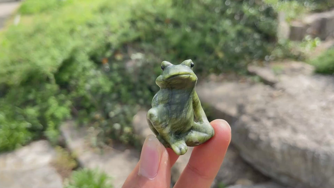 Natural Crystal Daydreaming Frog Carving