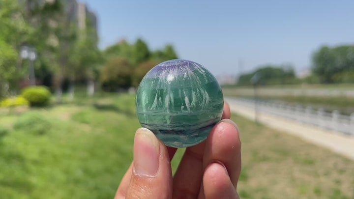 Natural Crystal Ethereal Feather Fluorite Sphere