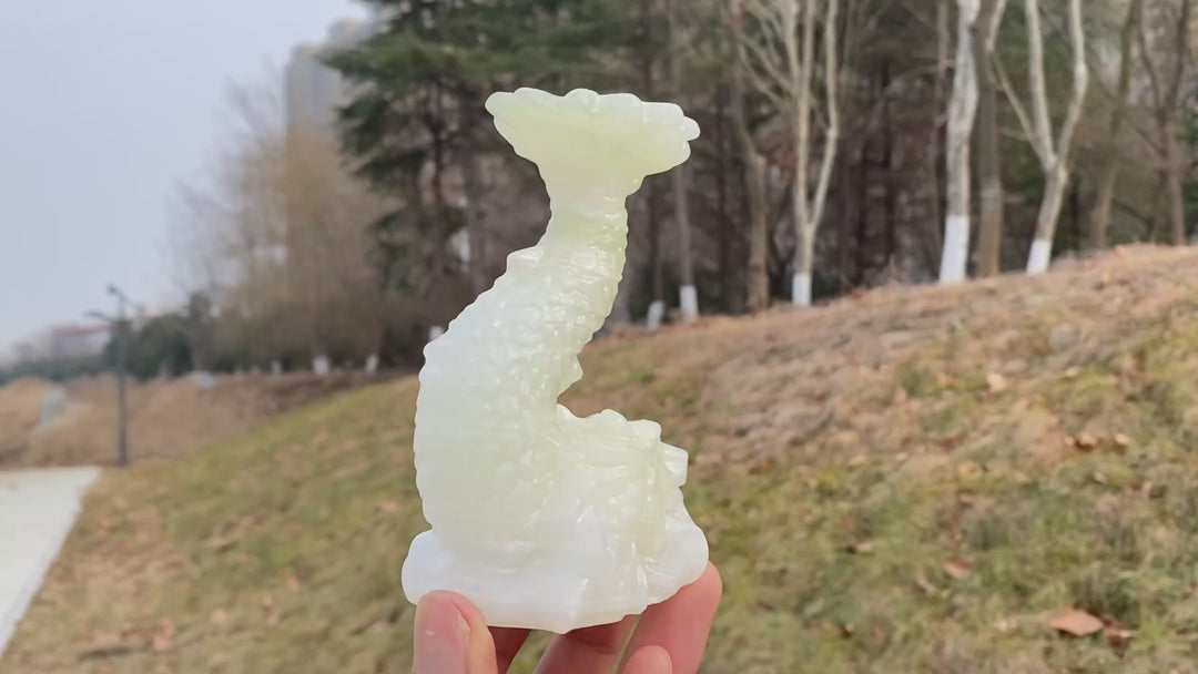 Natural Crystal Afghan Jade Dragon Fish