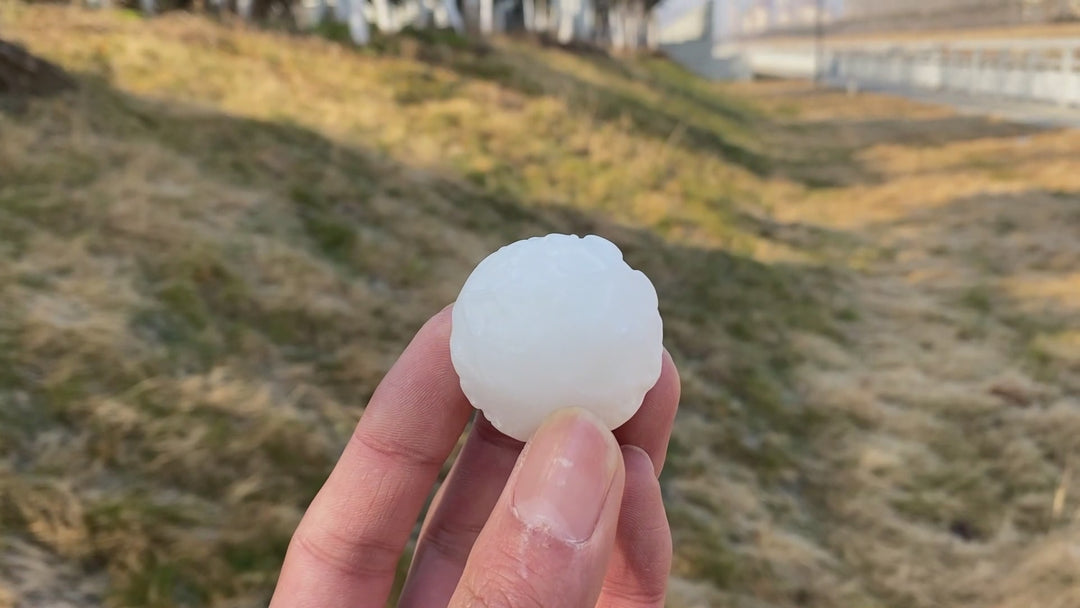 Natural Crystal White Jade Weather-Themed Snowball