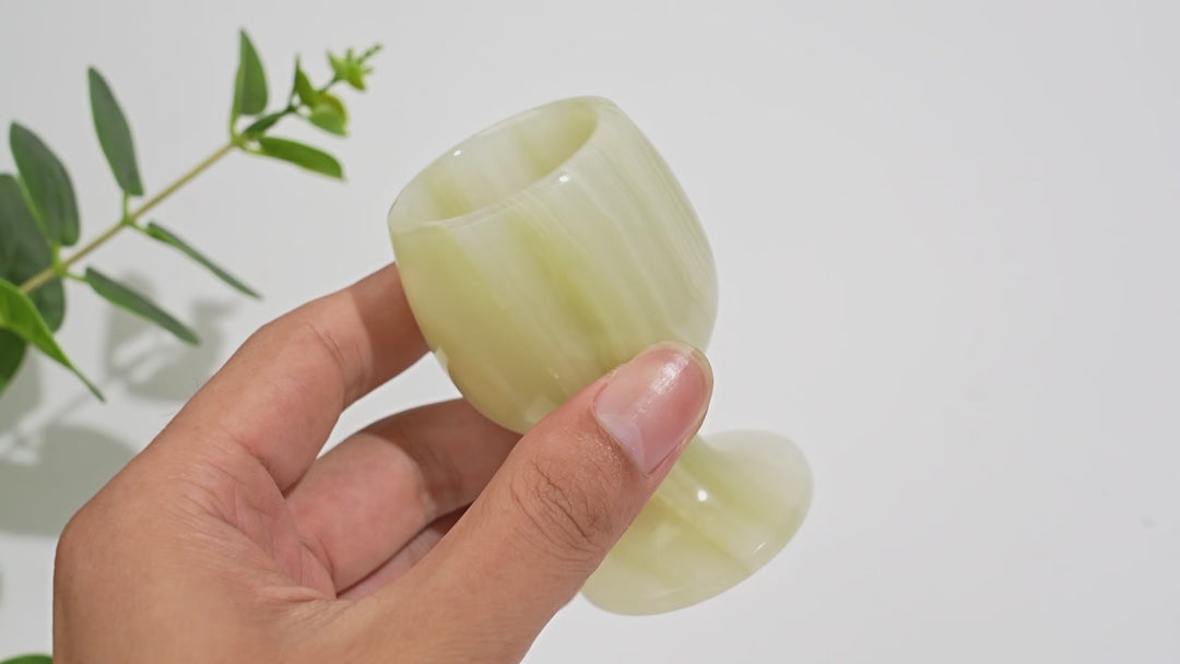 Natural Crystal Afghanistan Jade Wine Glass Carving