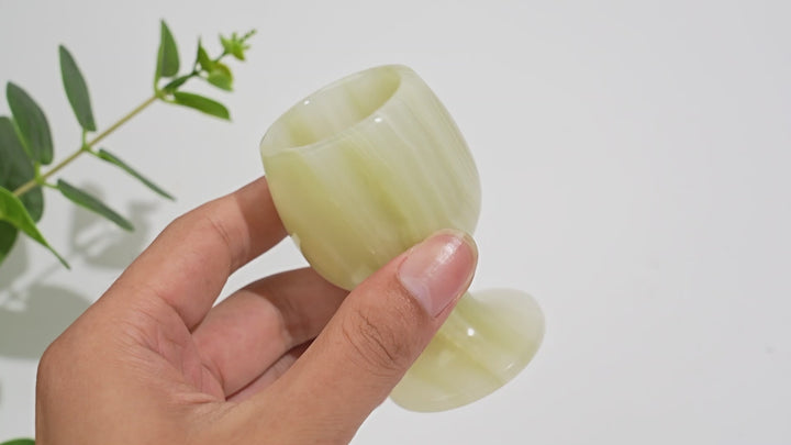 Natural Crystal Afghanistan Jade Wine Glass Carving