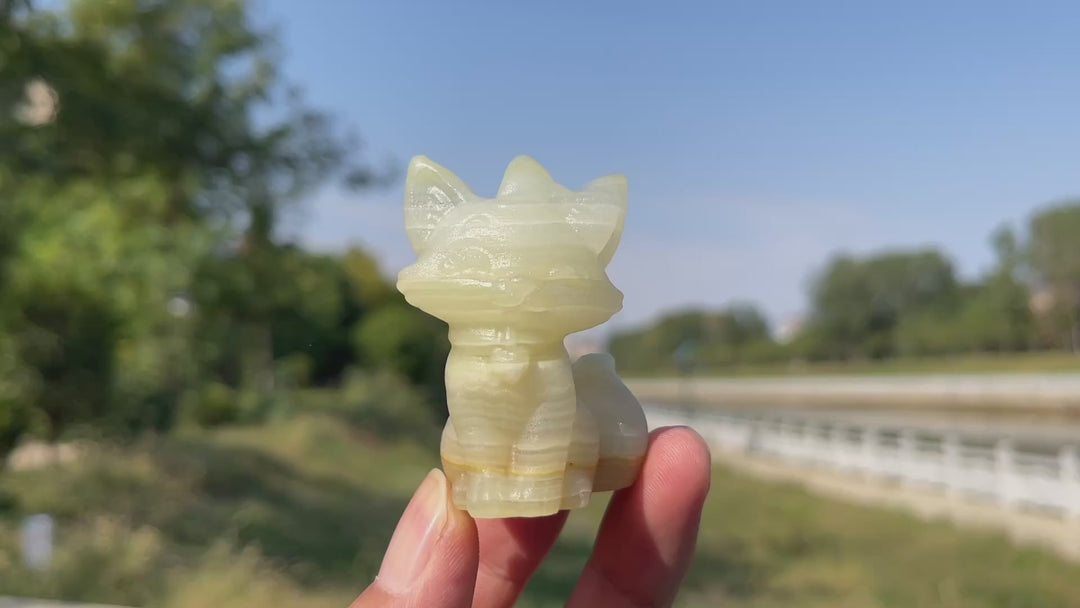 Natural Crystal Carving Smiling Fox