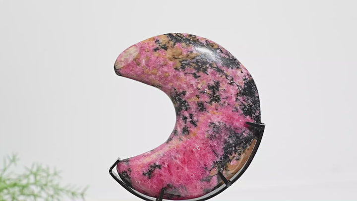 Unique,Natural Crystal Rhodonite Moon Carving