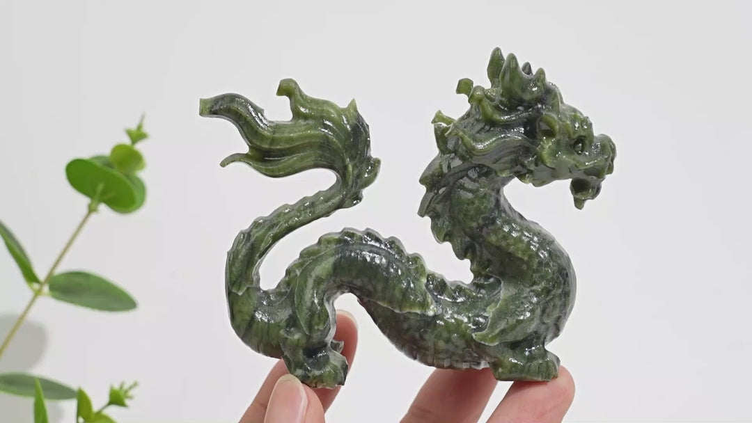 A Slightly Imperfect Natural Crystal Carving Chinese Dragon
