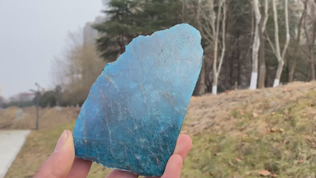 Unique,Natural Crystal Blue Apatite Slices