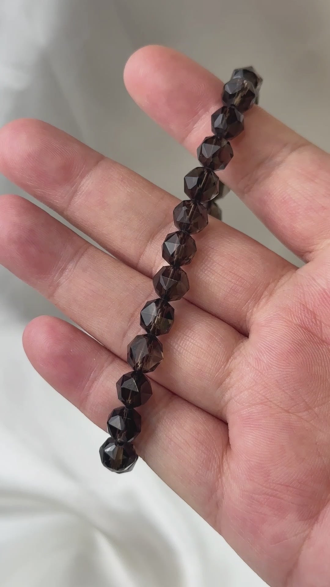 Smoky Quartz Diamond Cut Bracelet 6.9-8mm