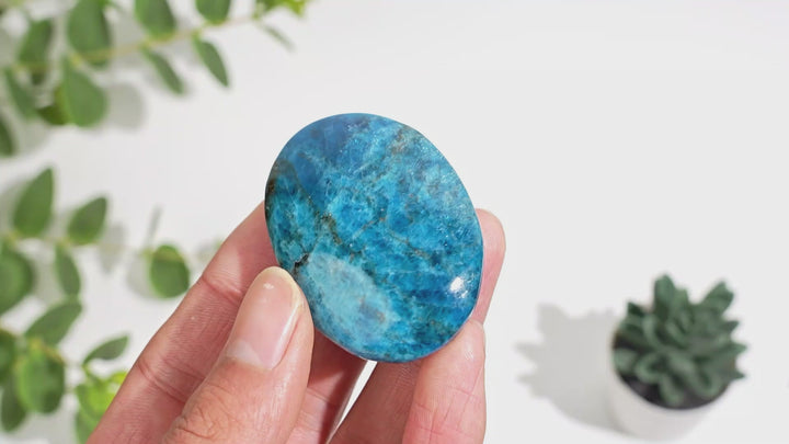 Natural Crystal Blue Apatite Palm Stone