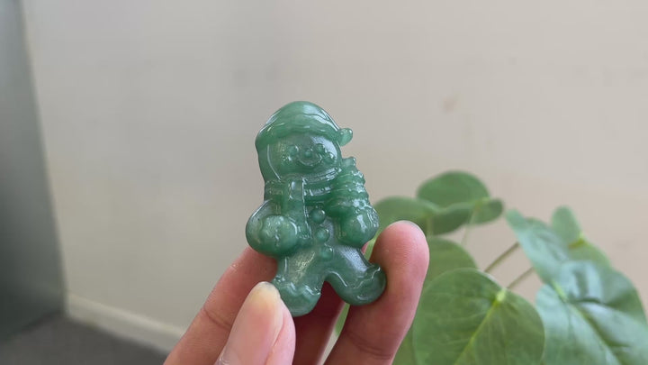 Natural Crystal Carved Christmas Gingerbread Man
